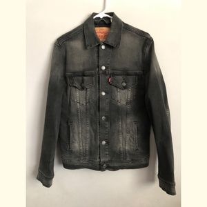 Levi's Men's Charcoal Distressed Denim Jacket Size M